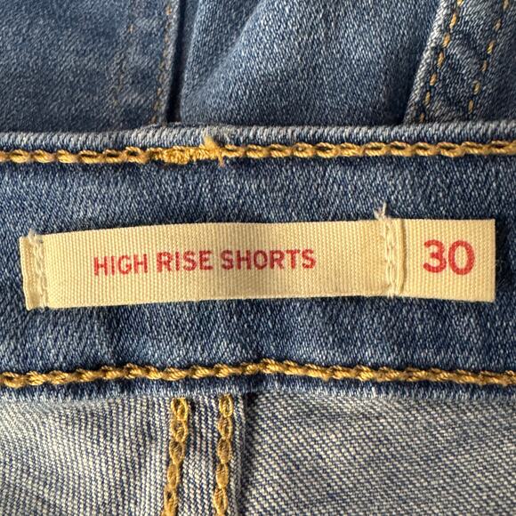 Levi’s SZ 30 High-Rise Jean Shorts Distressed Stretch Zip-Fly Frayed Hem Pockets - Picture 6 of 9